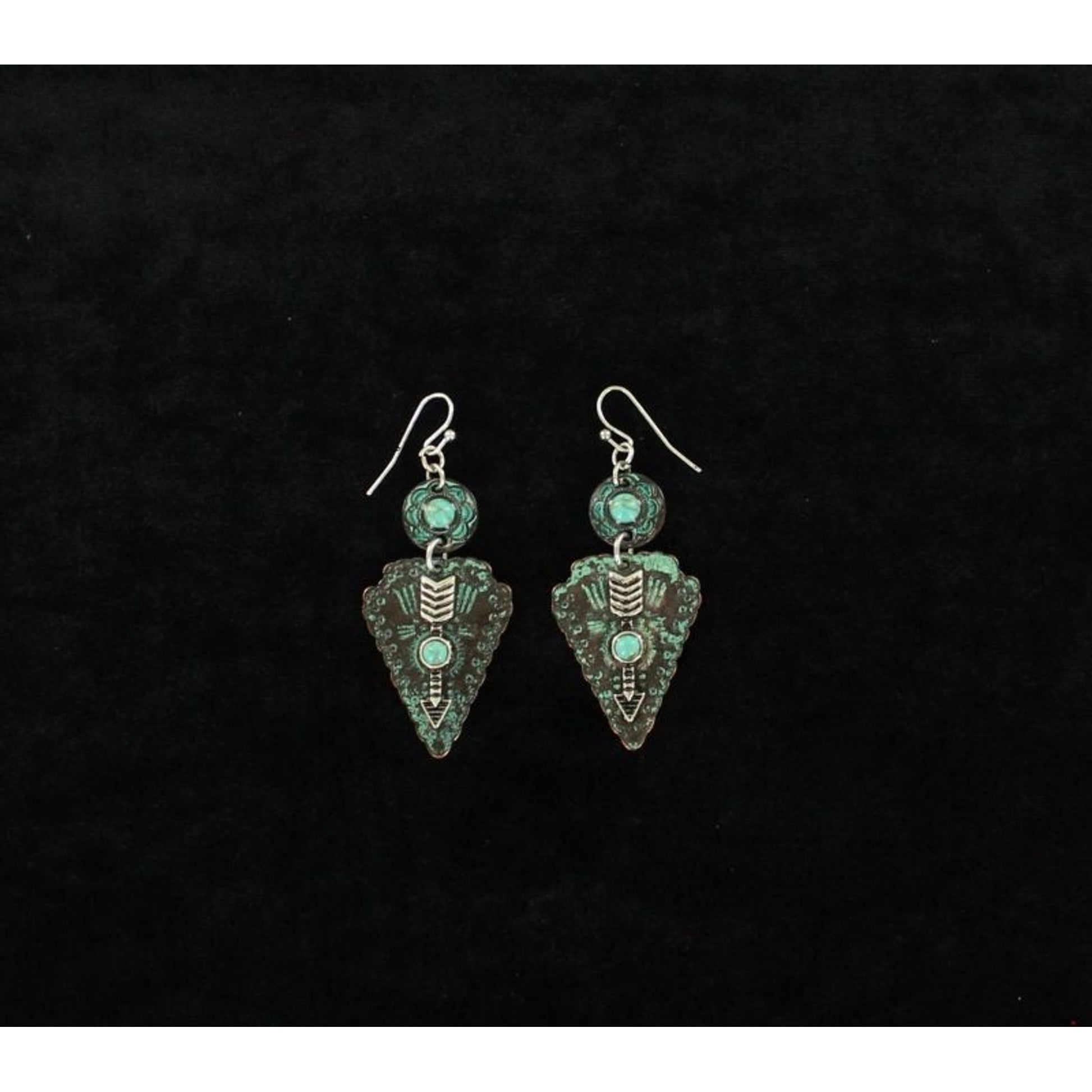 BlazinRoxx Patina Stone Arrow Dangle EarringBk/Wh