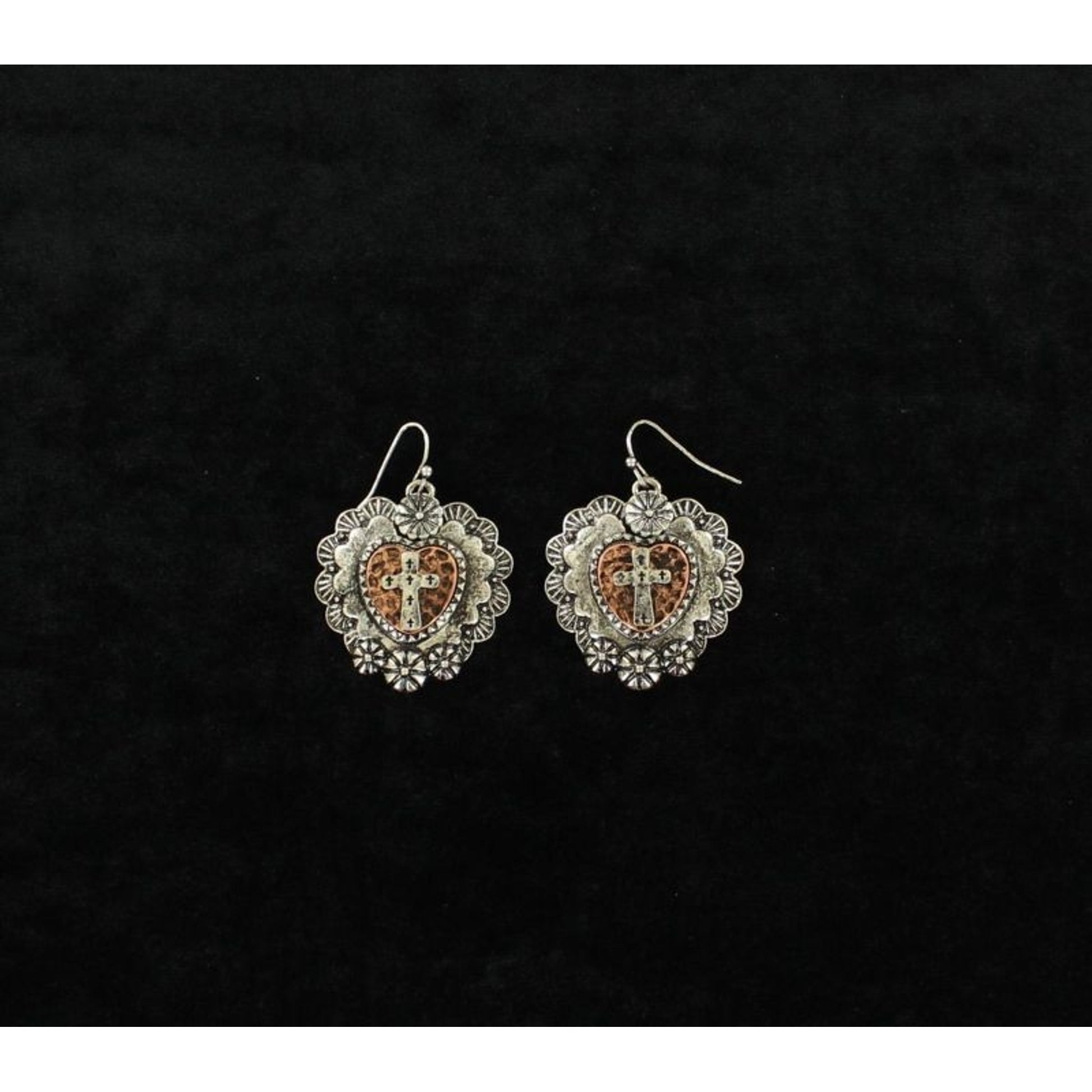 BlazinRoxx TripleHeart Fancy Dangle EarringsBk/Wh