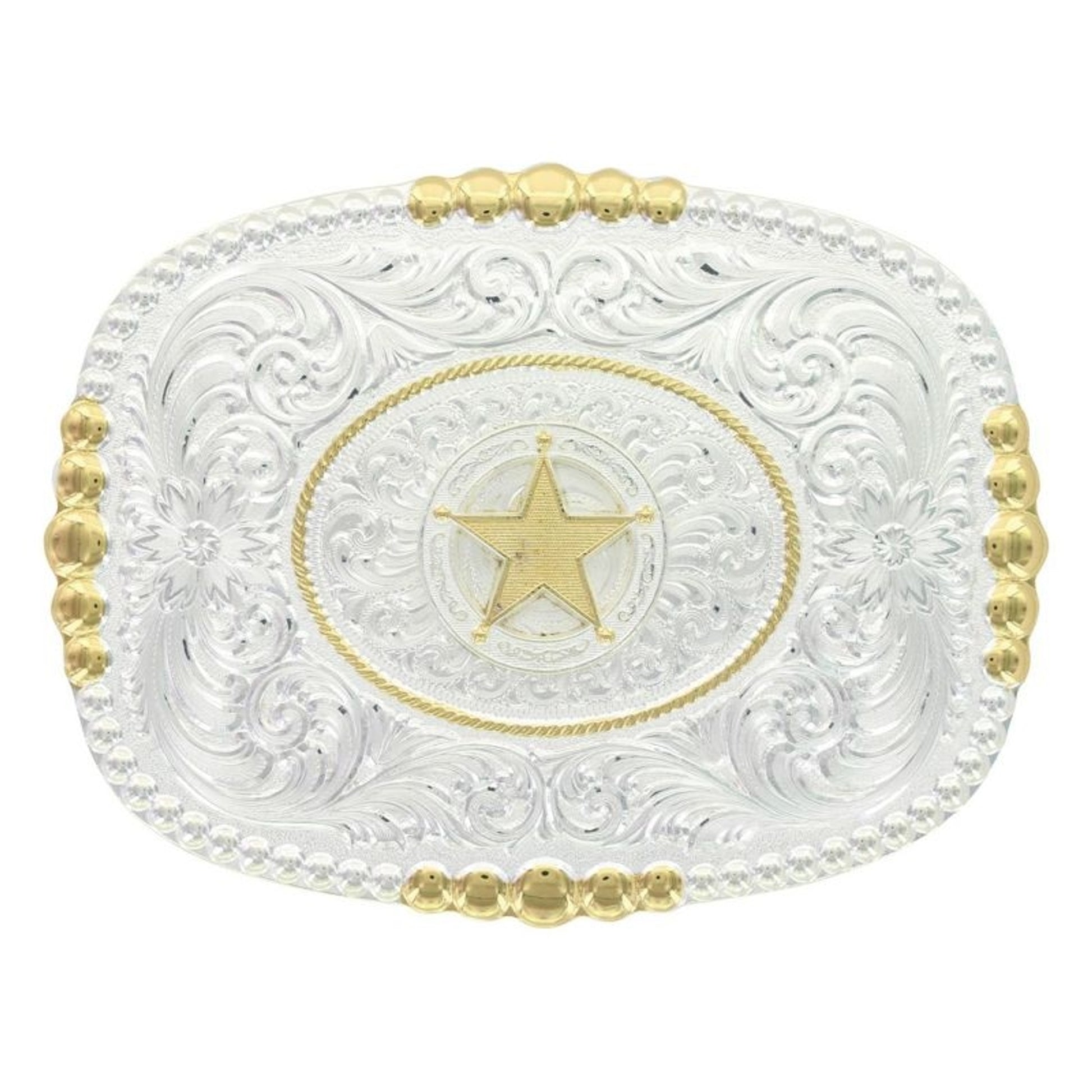 2Tone Pioneer Portrait Concho Star Buckle Br