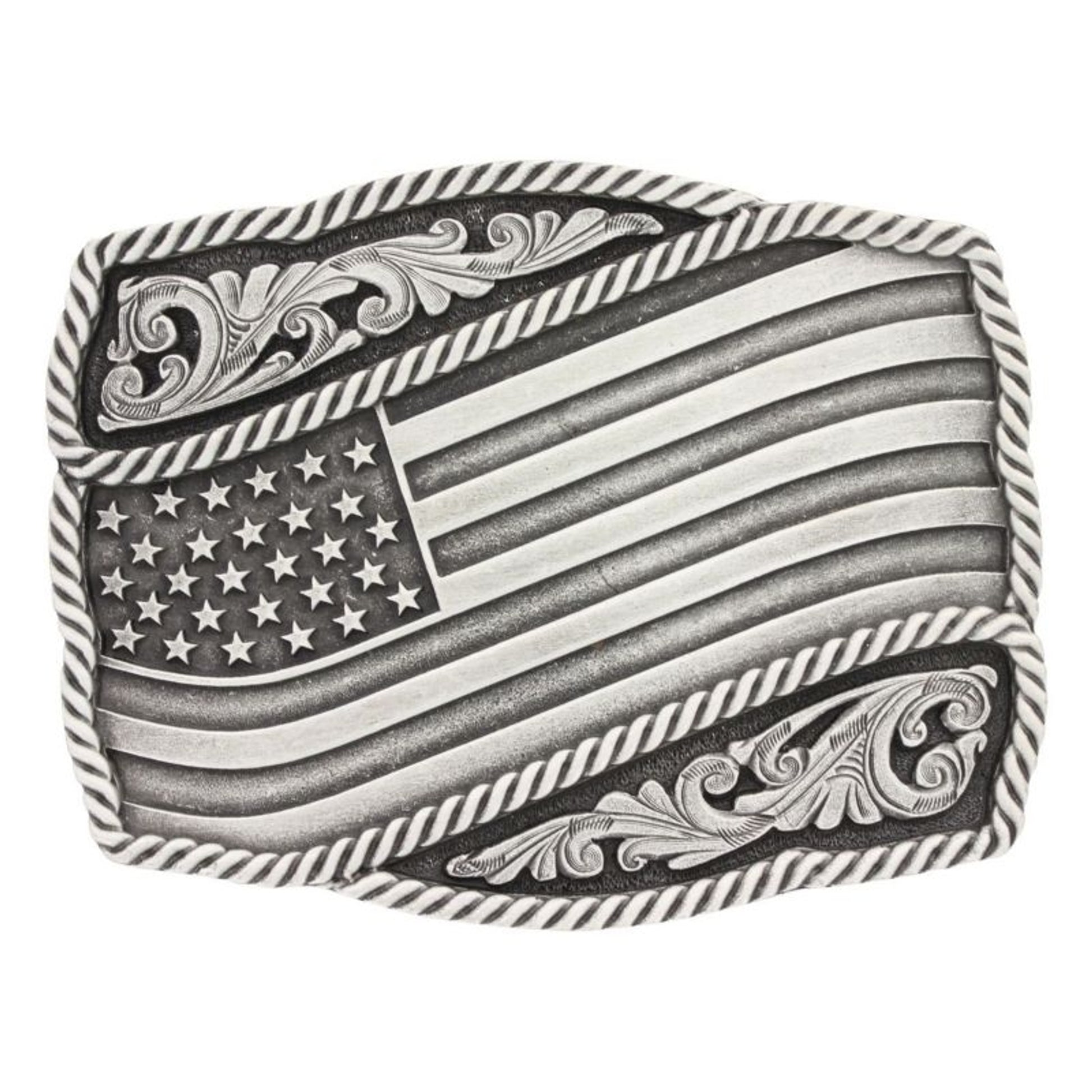 Waving American Flag Attitude Buckle Brn