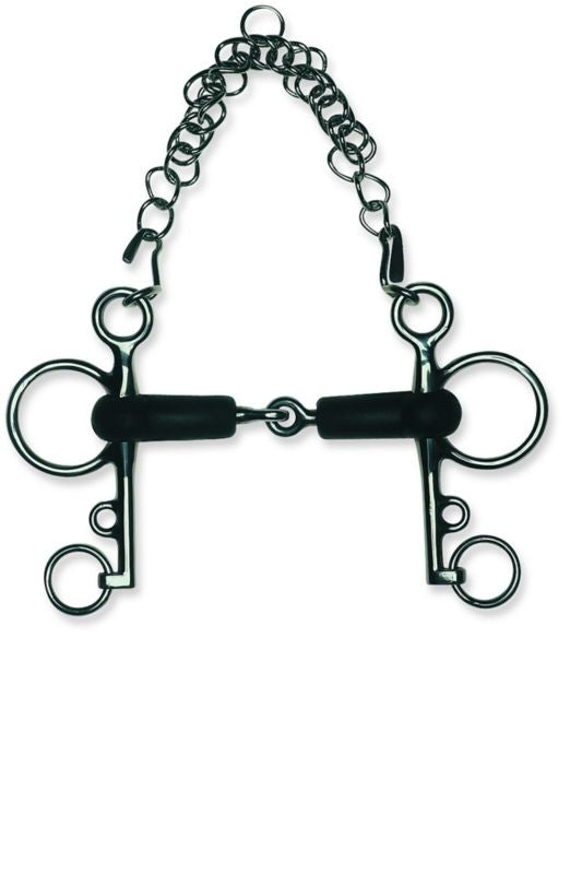 Metalab Jointed 13mm Rubber Pelham with Curb Chain