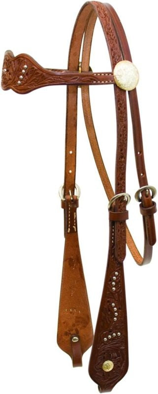 Triple Scallop Dot Floral Tool Brwbnd Headstall Br