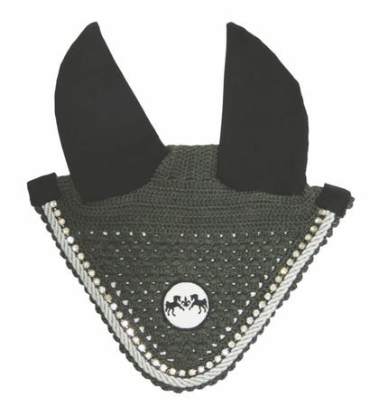 Fly Bonnet /Silver Rope/Crystals Cob Black