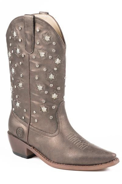 Roper Ladies Starlights Snip Light Up Boots 7 Brn