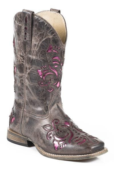 Roper Kids Belle Bling W Cowgirl Boots 1 Brn/Pnk