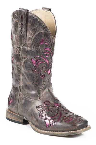 Roper Kids Belle Bling W Cowgirl Boots 1 Brn/Pnk