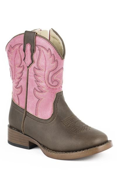 Roper Toddler Texsis W Sq Toe Boots 5 Pnk/Brn