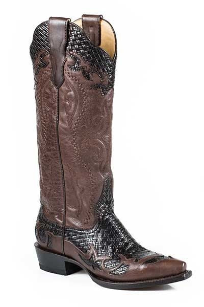 Stetson Ladies Bailey Basketweave Boots 9 Brn