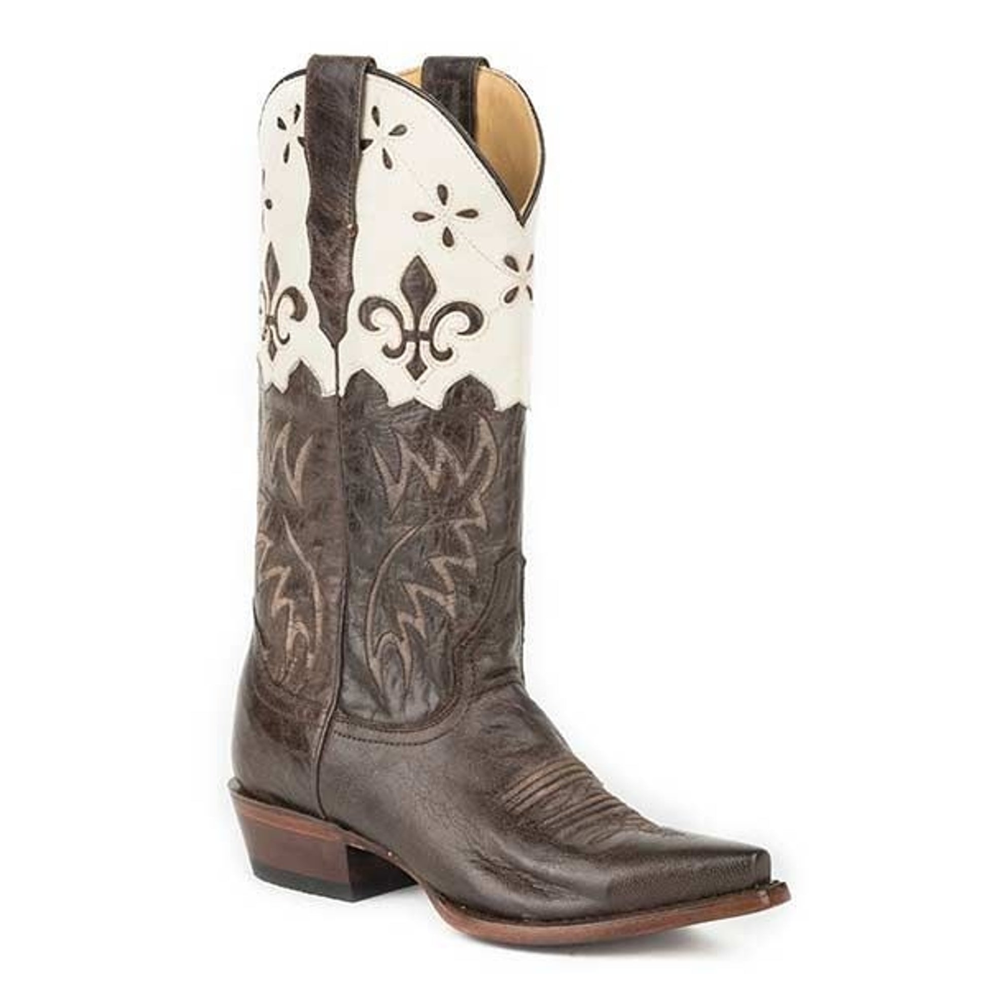 Stetson Ladies Mia Rnd Toe Tall Boots 6 Brn/Wht