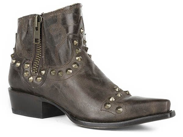 Stetson Ladies Shelby Snip Toe Ankle Boots 6 Brn