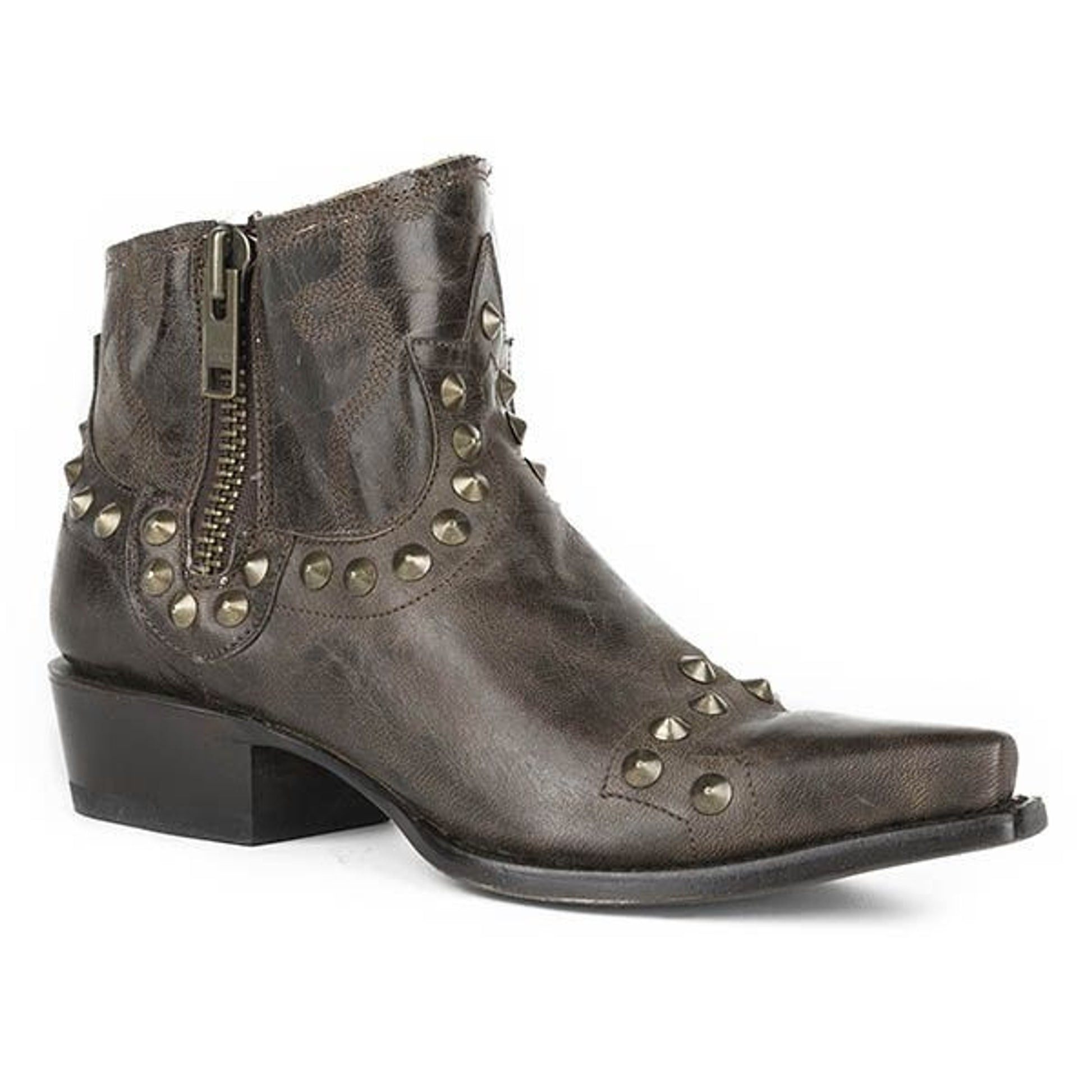 Stetson Ladies Shelby Snip Toe Ankle Boots 6 Brn