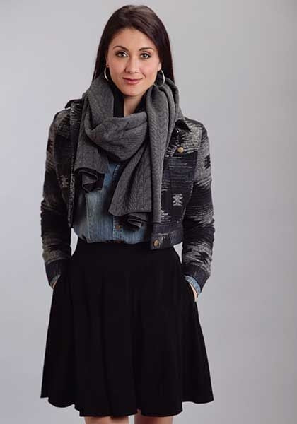 Stetson Ladies i Textured Knit Sweater Scarf Gry