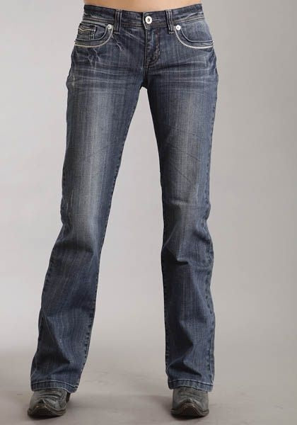 Stetson Lady MdWash Top Stitch BootCut Jeans 0R