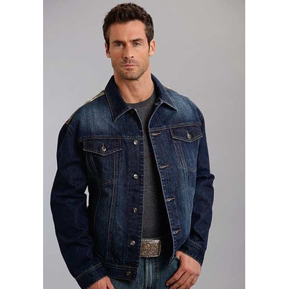 Mens Holiday Camo Canvas Denim Jacket 2XL Blue