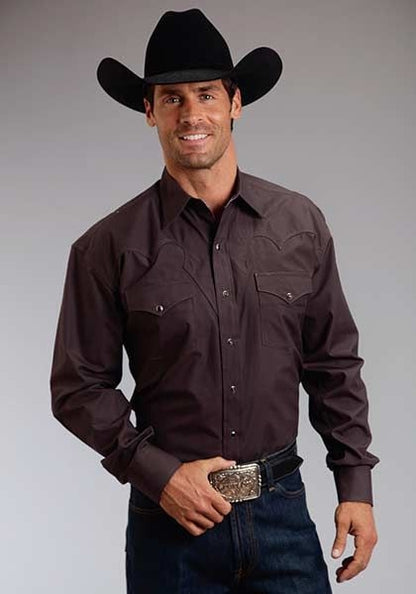 Mens Peached Poplin LS Shirt
