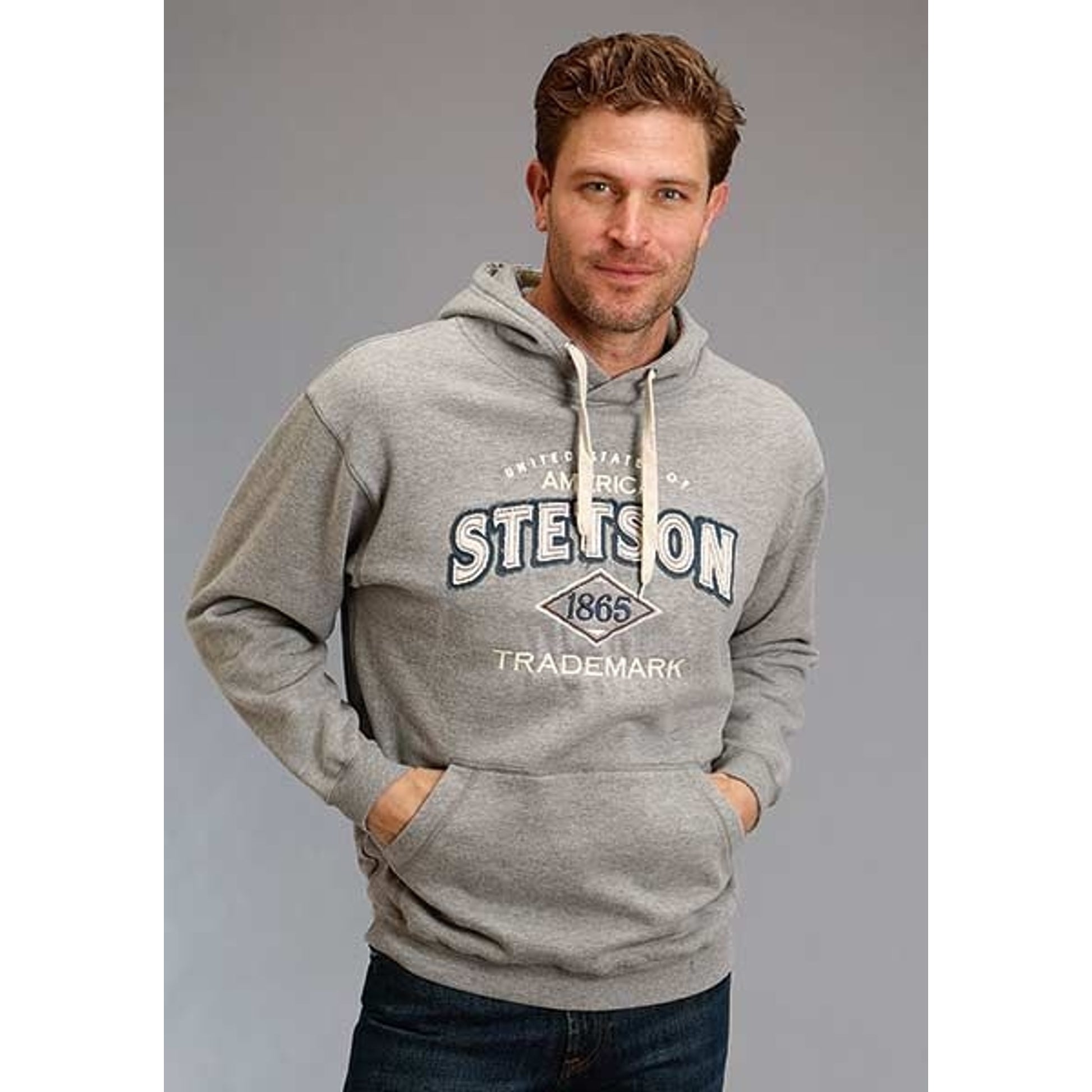 Stetson 1865 Applique Hooded Sweatshirt Large Grey