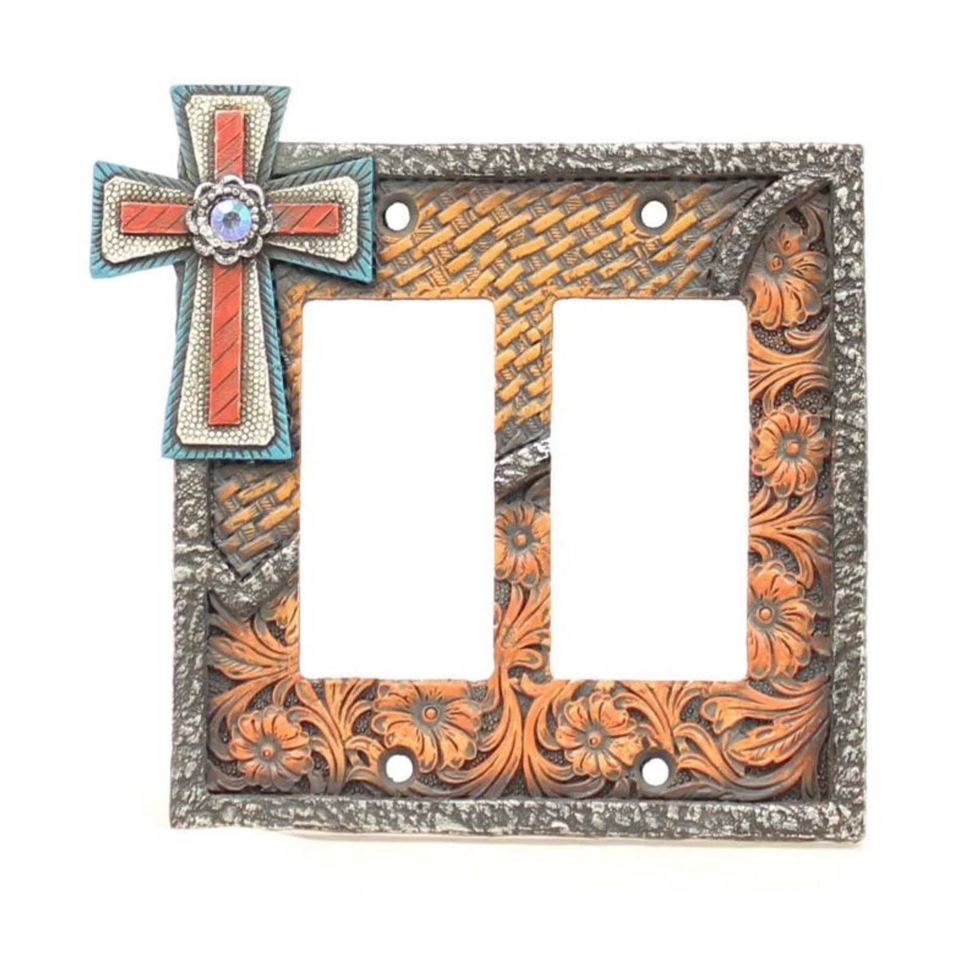 Western Moments Corner Cross Double Switch Plate