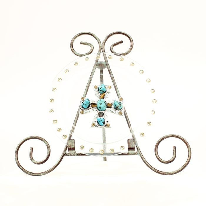Western Moments Maltese Cross Plate And EaselTurq