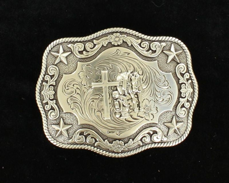 Nocona Mens Rect Rope Edge Cowboy Prayer Buckle