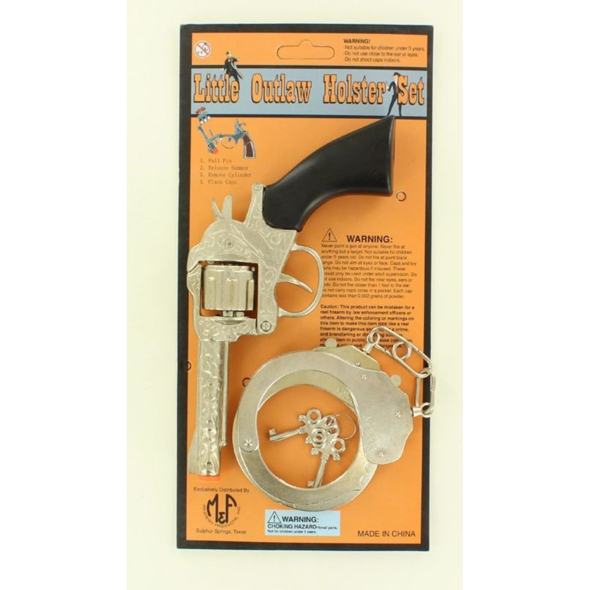 Little Outlaw Kids Pistol/Handcuff Toy SetBk/Wh