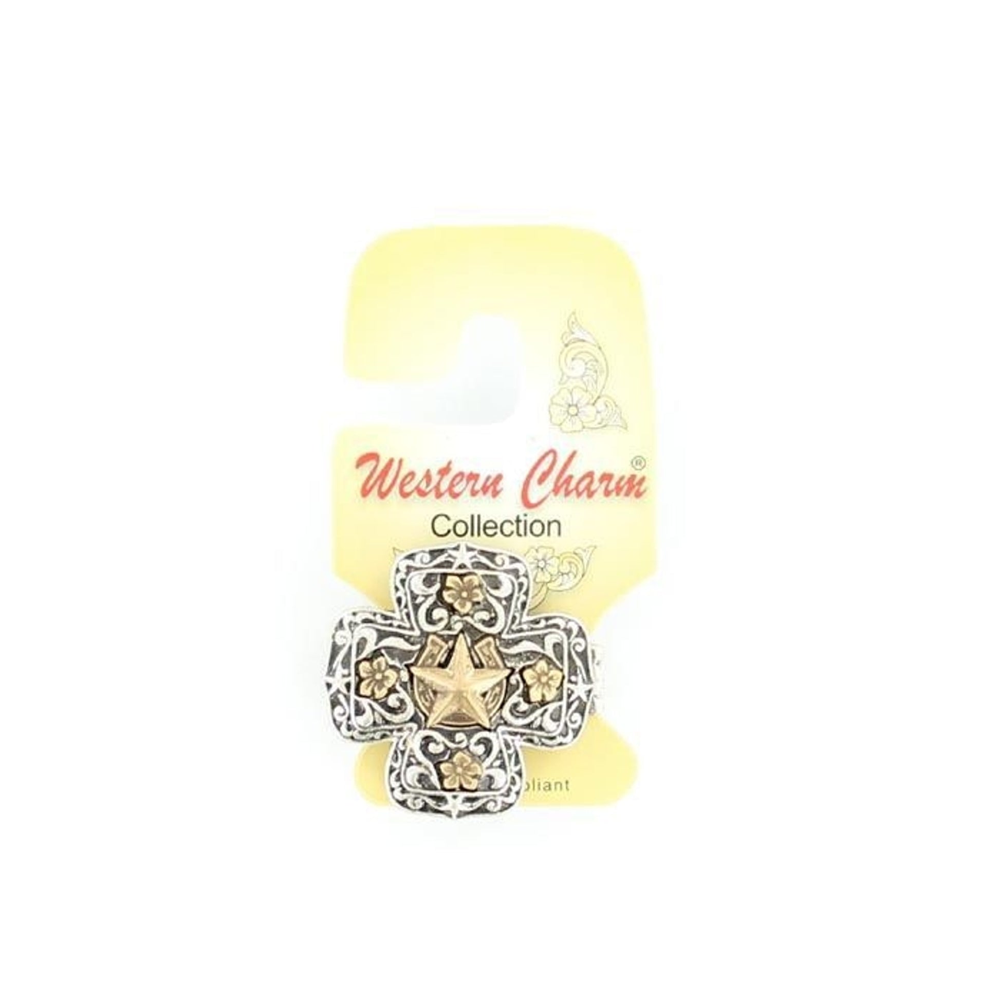 Blazin Roxx Cross With Goldstar RingGold Tone
