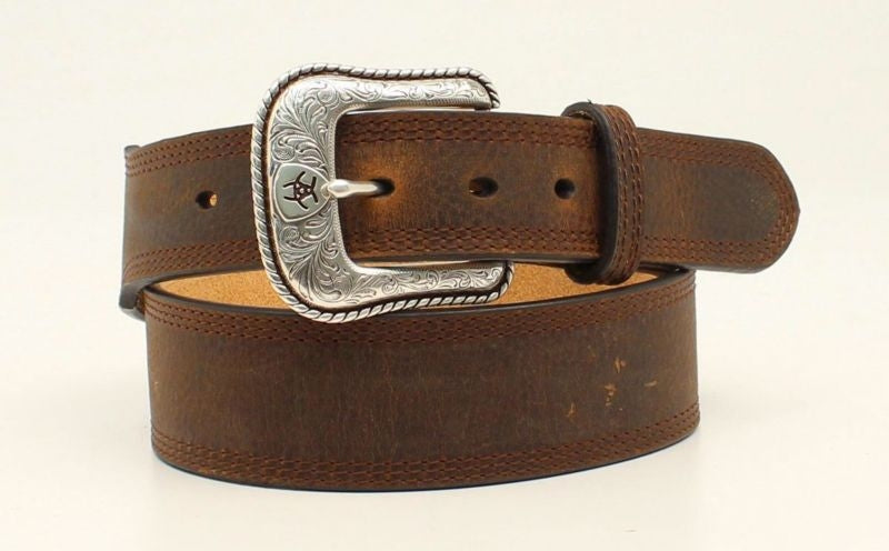Tapered Pierced Stitch Edge Belt And Buckle 32 Br