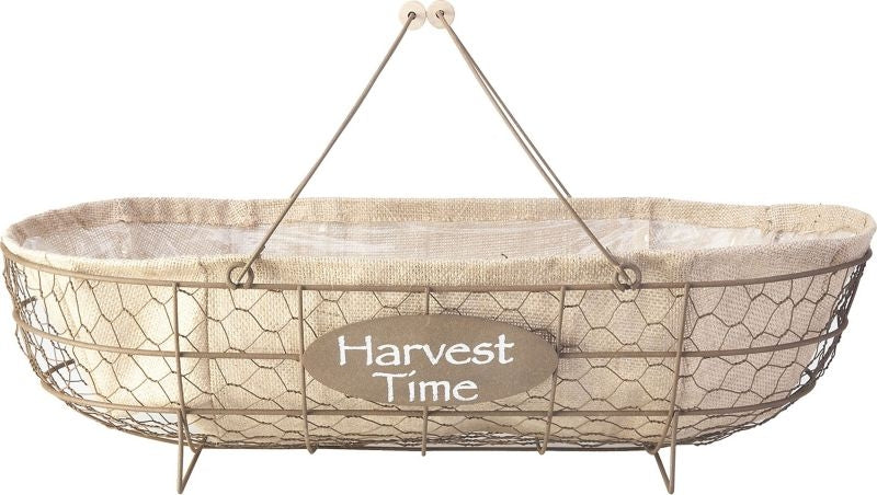 Chicken Wire Basket Planter 22x11 Rust/Burlap