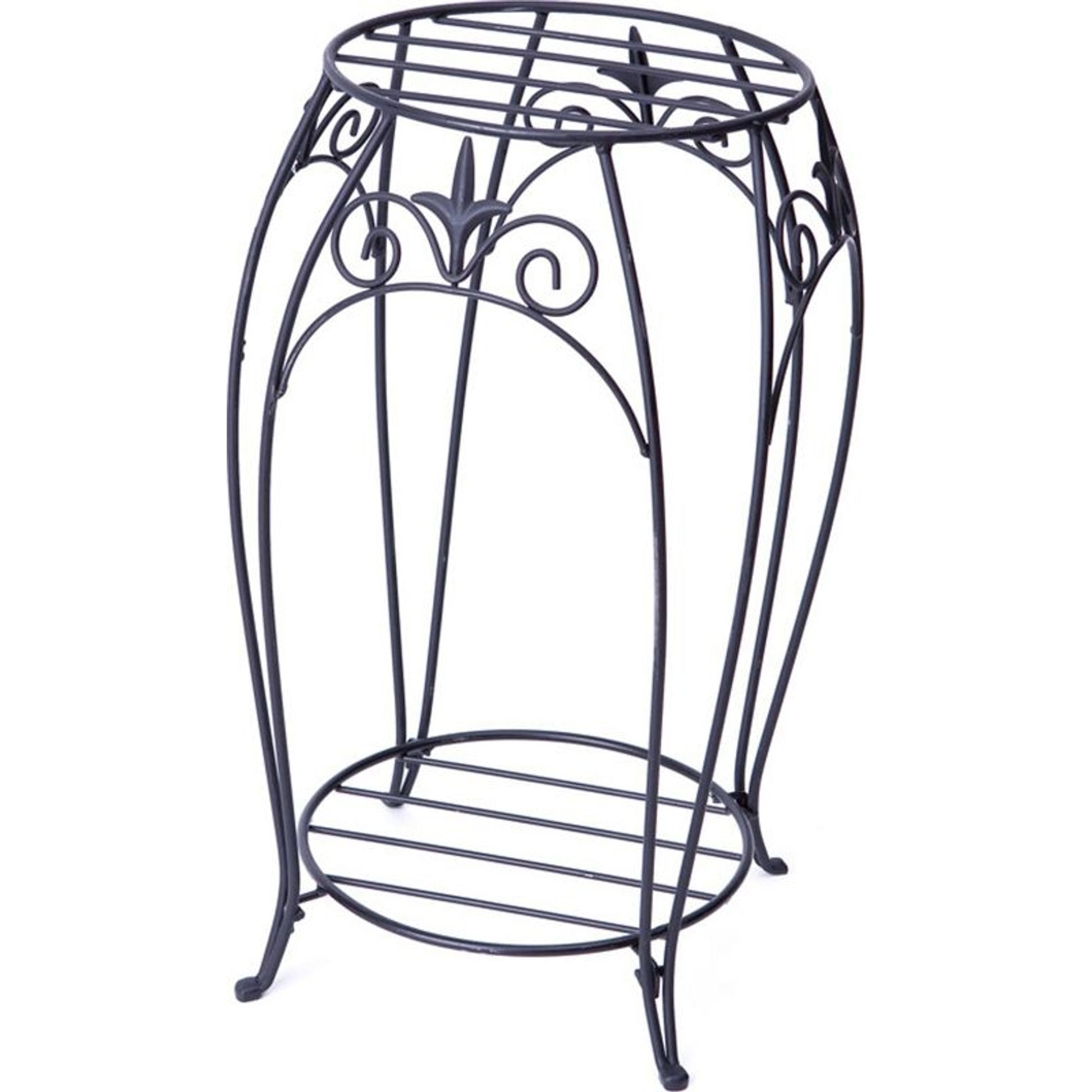 Double Plant Stand with Finial 20 Inch Black