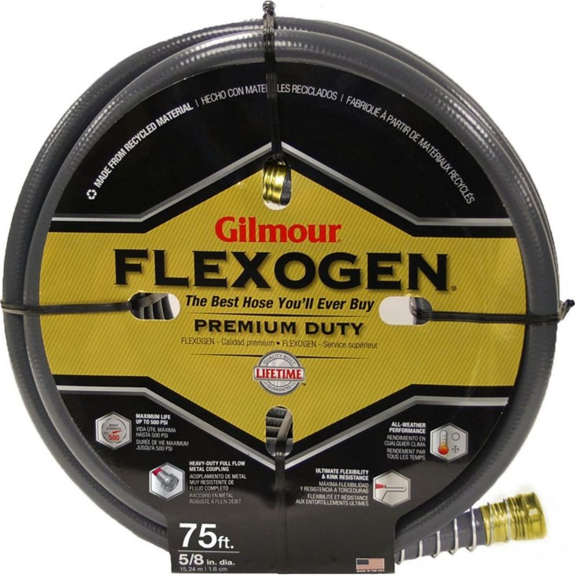 Flexogen 8-Ply Garden Hose 100ftx5/8 Gray