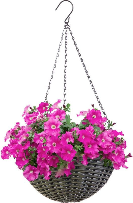 Resin Woven Hanging Basket 14in Grey