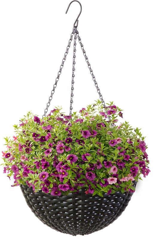 Resin Woven Hanging Basket 14in Grey