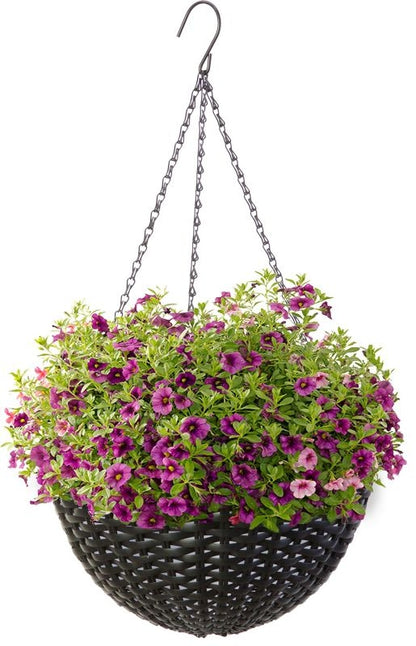 Resin Woven Hanging Basket 14in Grey