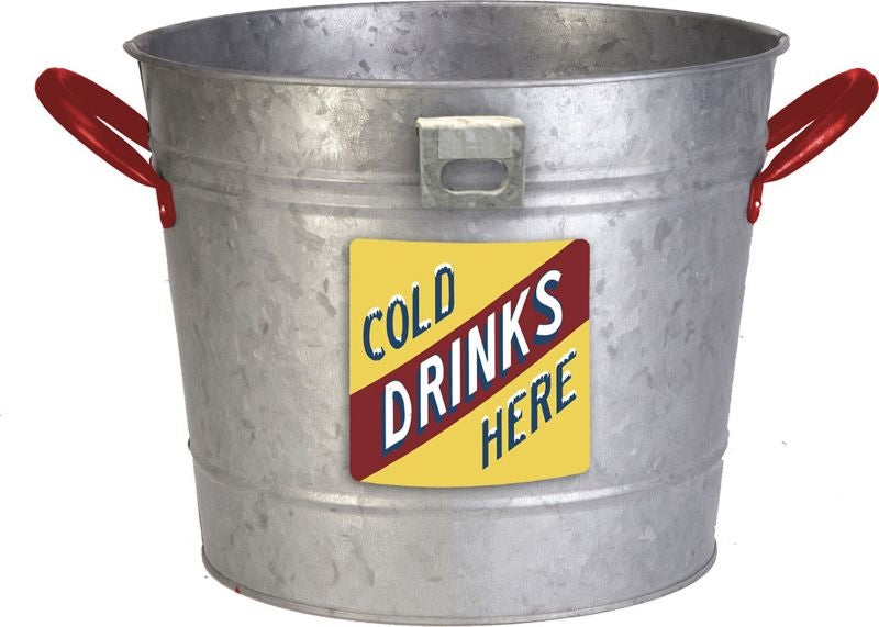 Vintage Galvanized Ice Bucket Planter 12in