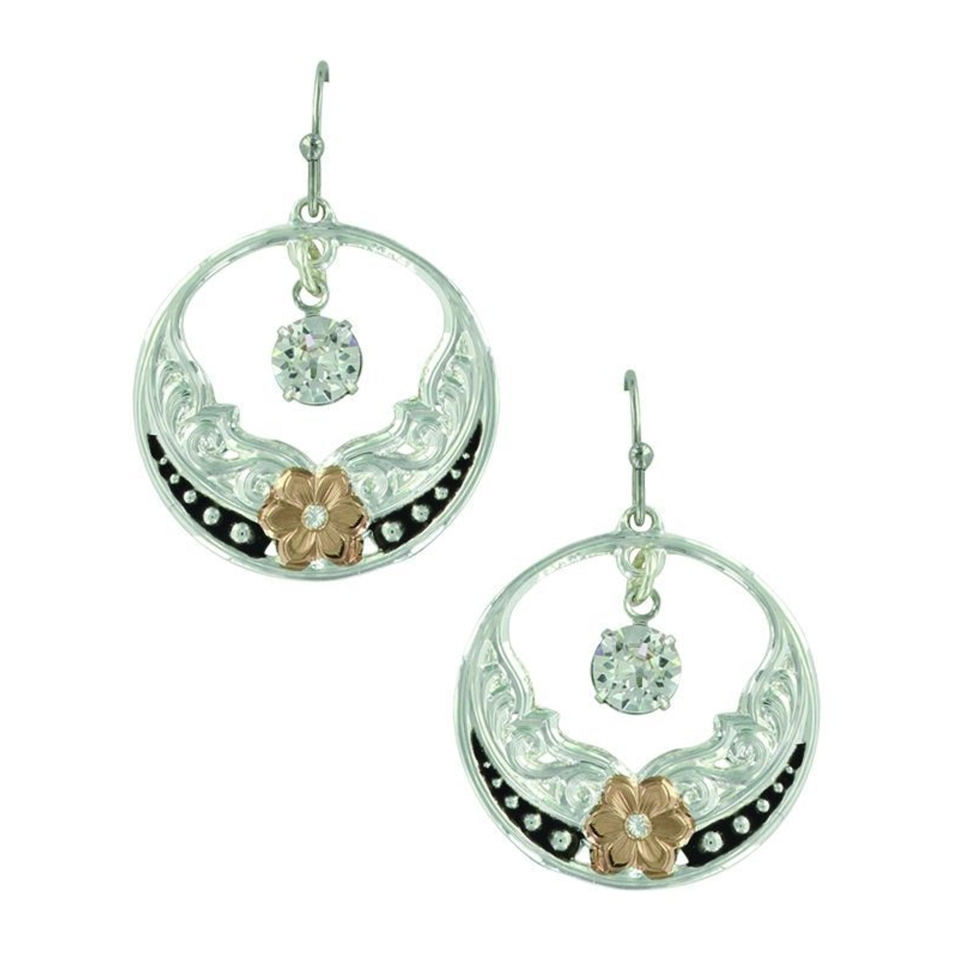 MontanaSilver Evening Stars Wild Rose EarringBk/Wh