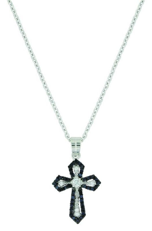 Montana Silver Faith Defined Cross NecklaceBk/Wh