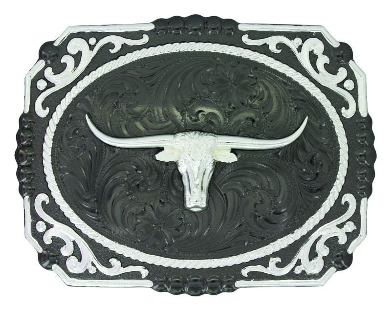 Gunmetal Cameo Filigree With Longhorn Steer Buckle Br