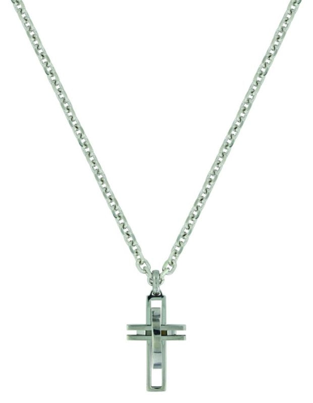 Montana Silver Modern Art Cross NecklaceBk/Wh