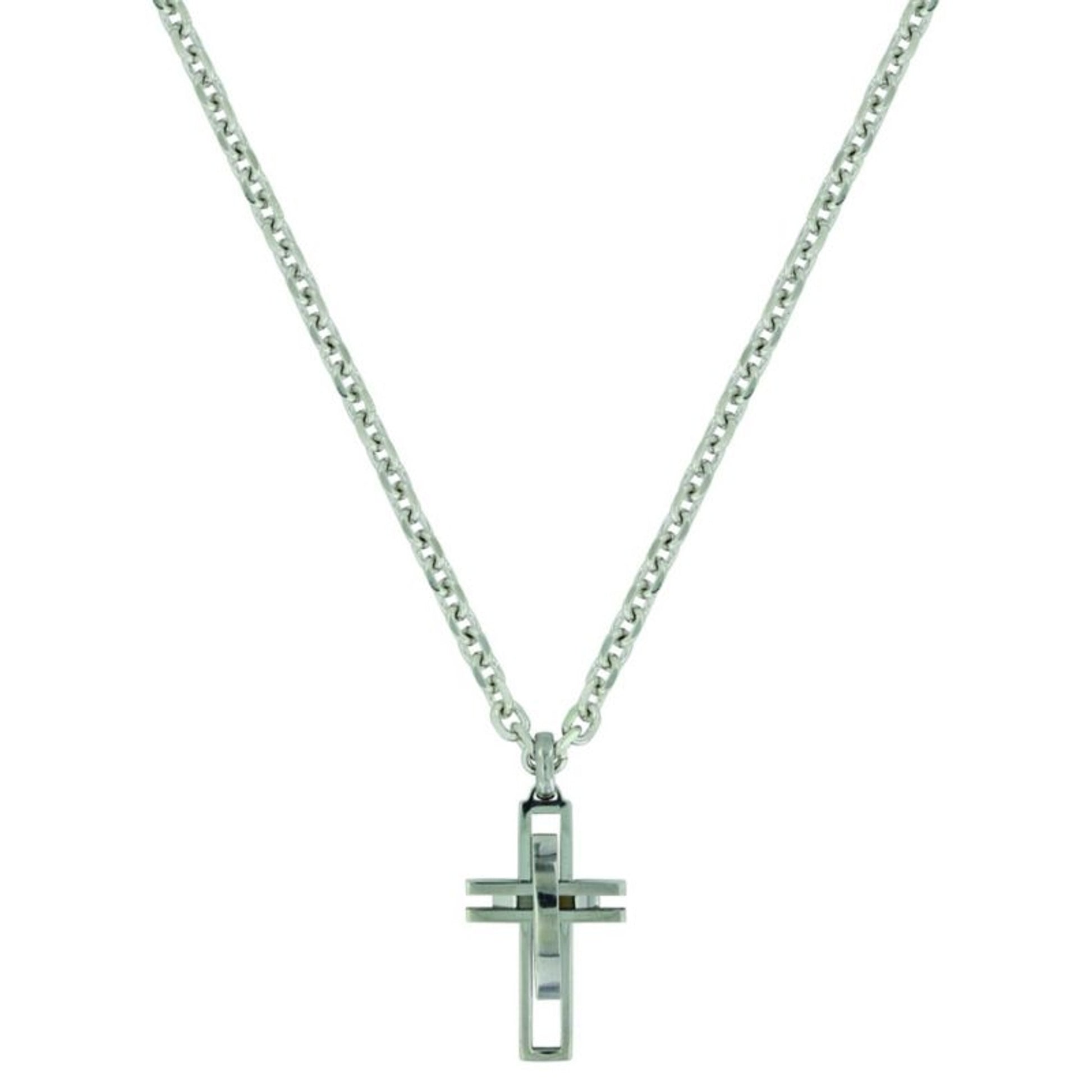 Montana Silver Modern Art Cross NecklaceBk/Wh