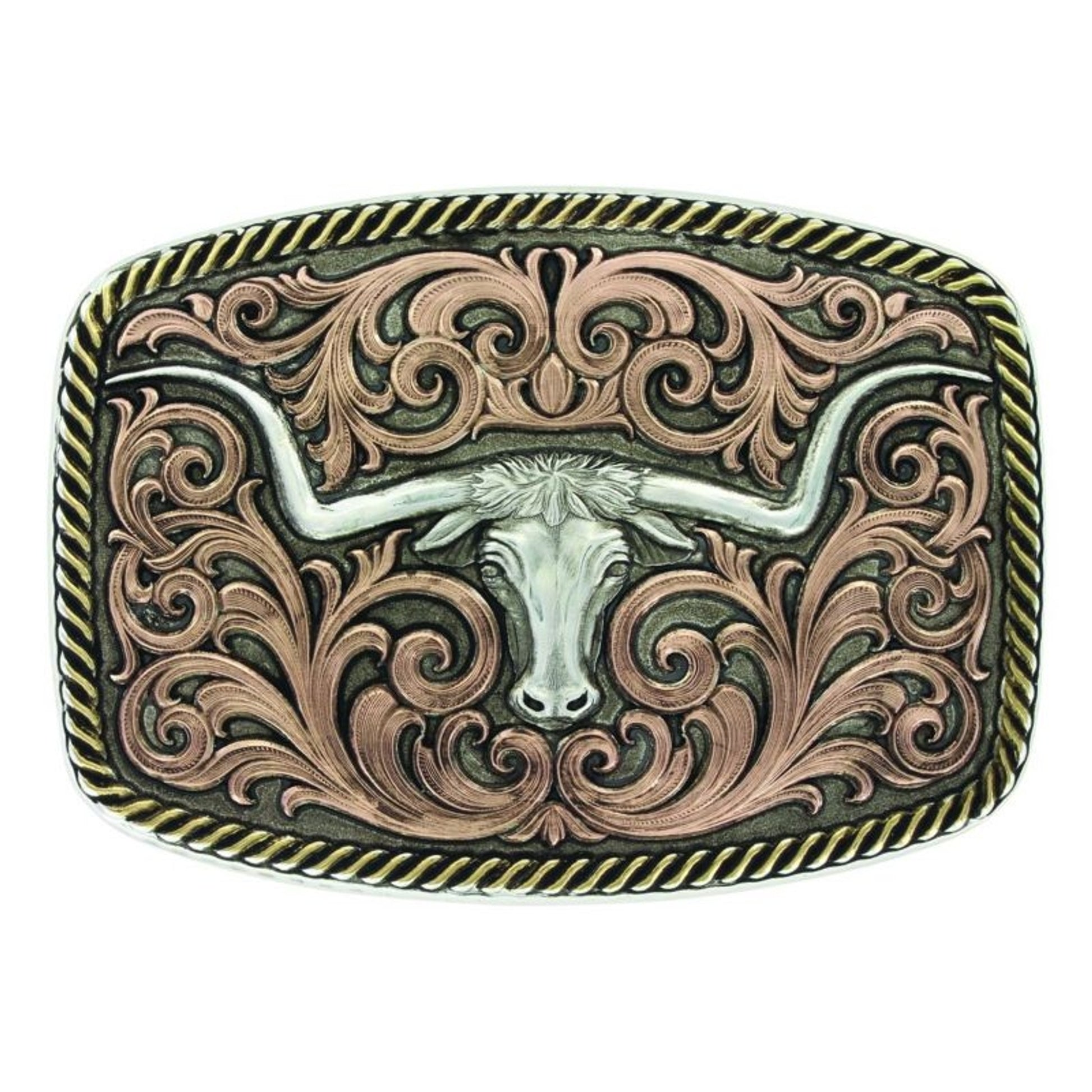 Tri-Color Champion Texas Longhorn Buckle Brn