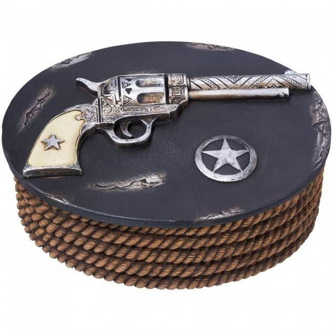 Gift Corral Pistol Trinket Box Resin 6 7/8 x 5 1/8