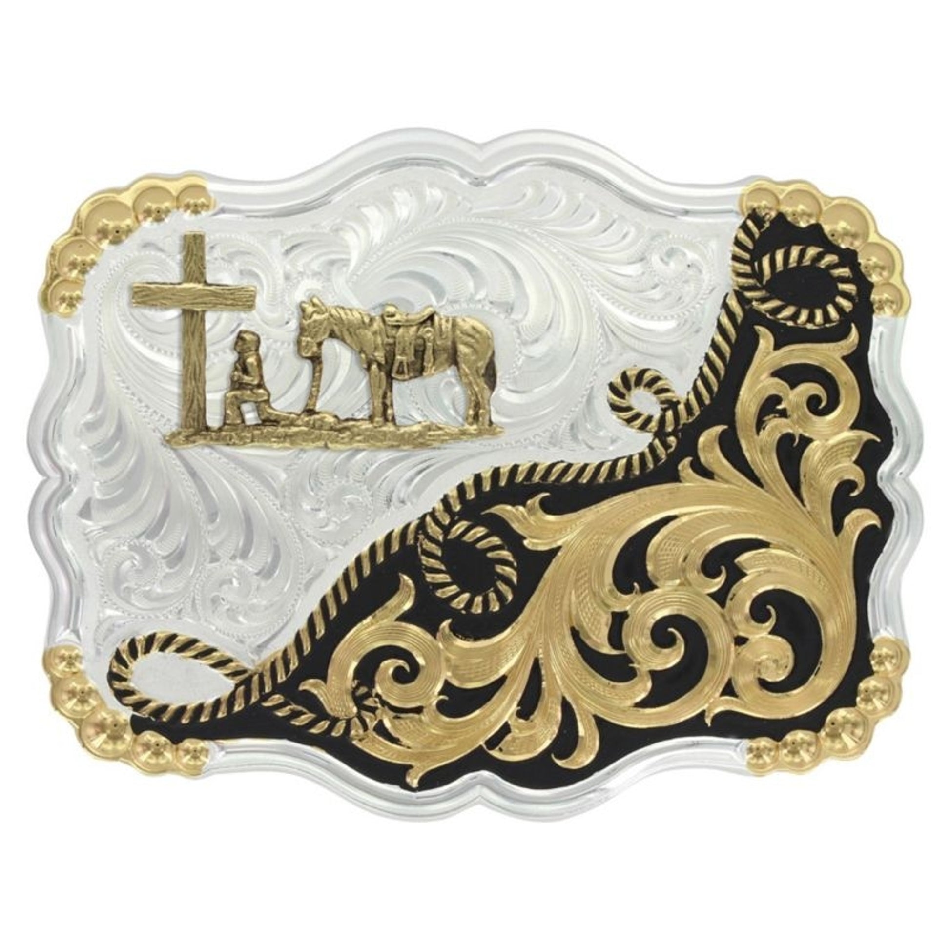 Two Tone Rope/Filigree Buckle With Christian Cowboy B