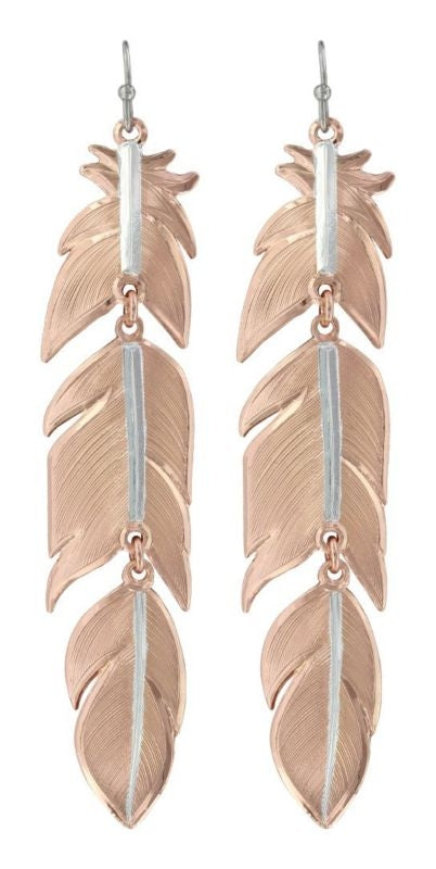 Montana Silversmith Rose Gold Long Feather Earring