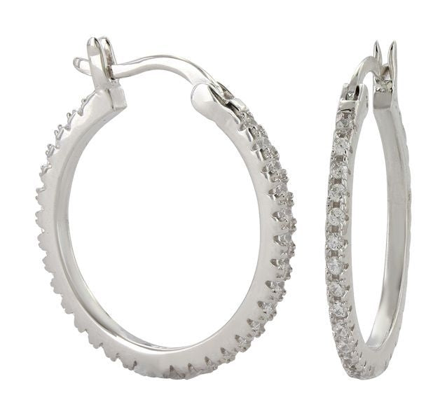 Montana Silver Medium Clear Stone Hoop Earrings