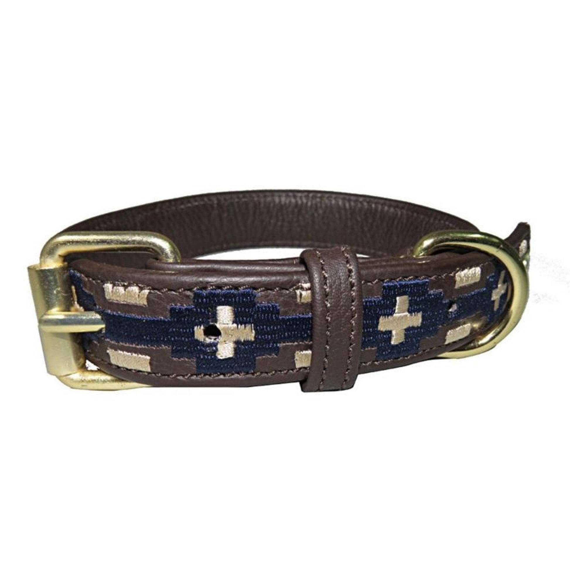 Halo Lex Leather Dog Collar LG Brn/Nvy/Safari