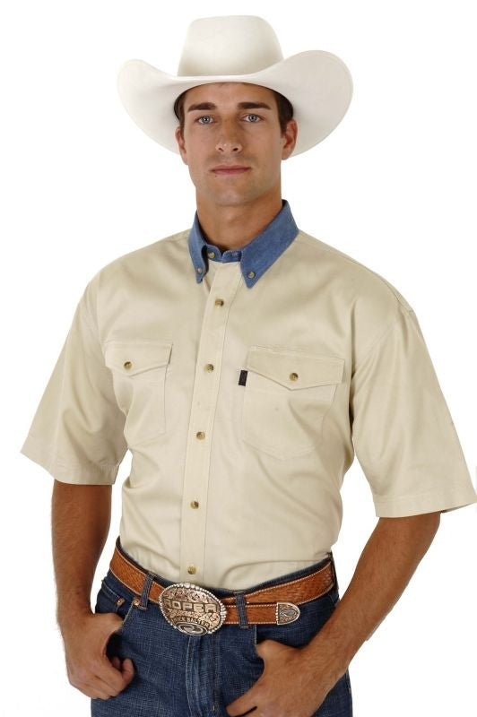 Roper Mens Khaki Twill Shirt With Button Down XX Kha