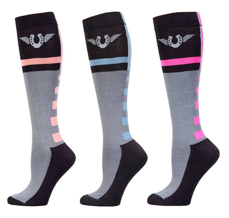 Tuffrider Impulsion Knee Hi Socks - 3 Pack Neon Pe