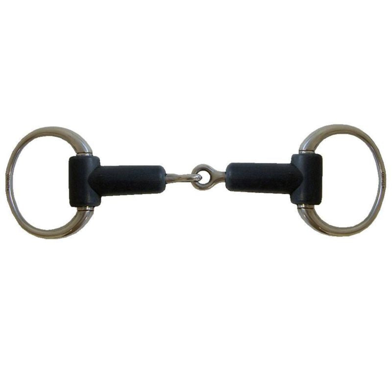 Eggbutt Rubber Mouth Snaffle Bit with Round Rings 5.5