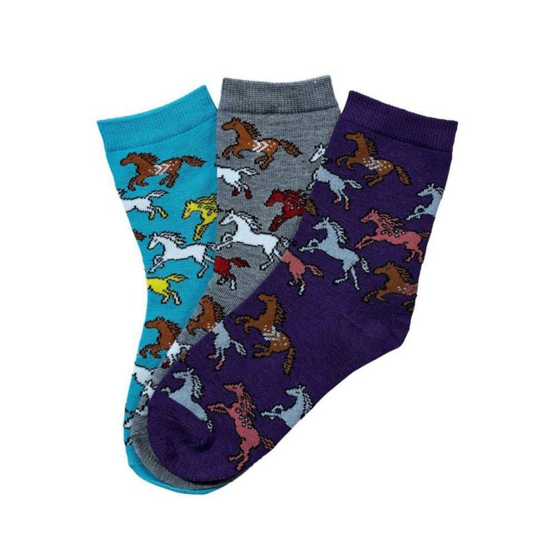 Southwest Running Horses Kids Crew Socks 3 Pack