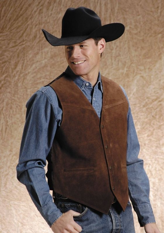 Roper Big Man Satin Back Suede Vest XXXL Brown