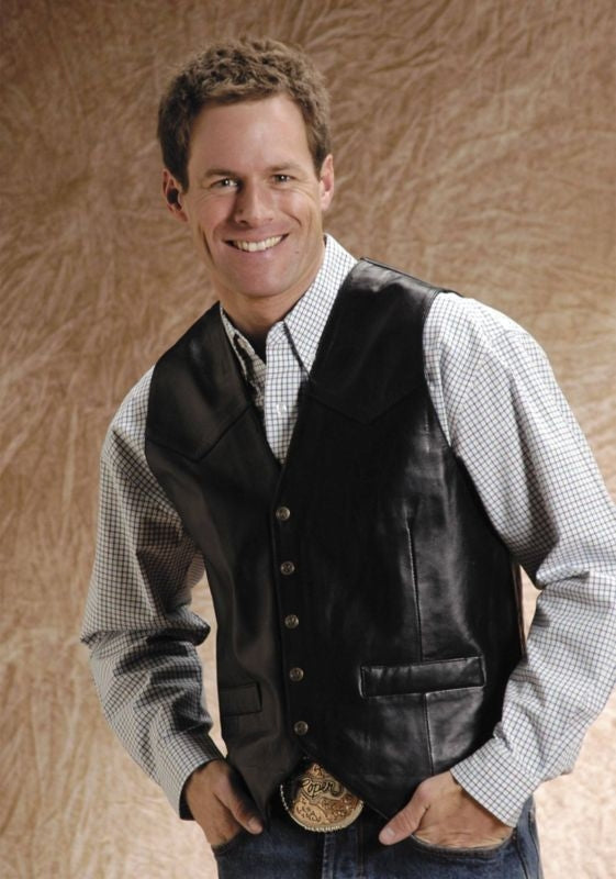 Roper Mens Big Man Lamb Skin Vest XXXL Black